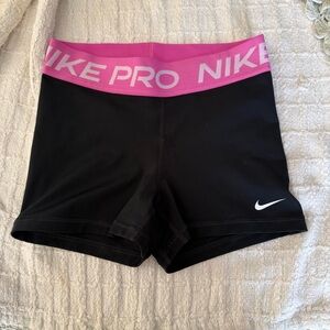 Nike Women's Athletic Shorts in Black with Pink Waistband